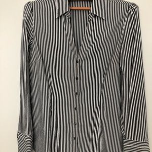 Gray and white striped button up